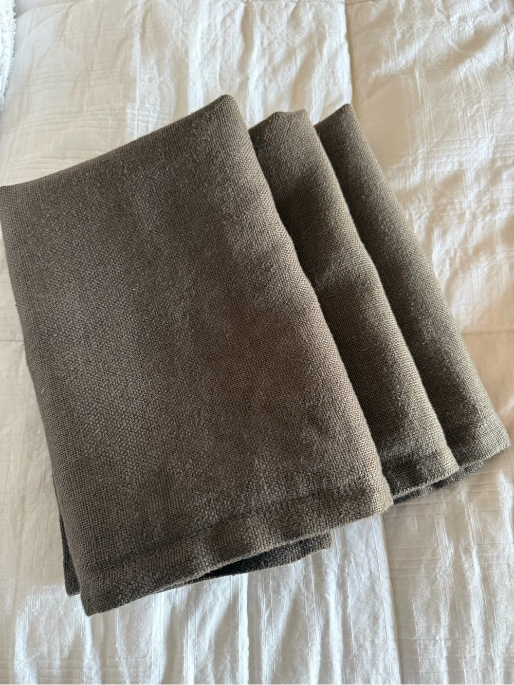 Restoration Hardware Belgian textured Belgian Linen Euro Pillow Covers (3) Brown